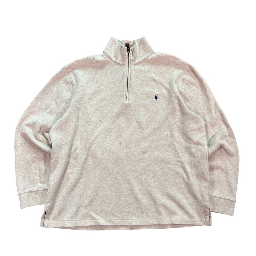 Vintage Tan 90's Polo Ralph Lauren Quarter Zip Sweater Size XL